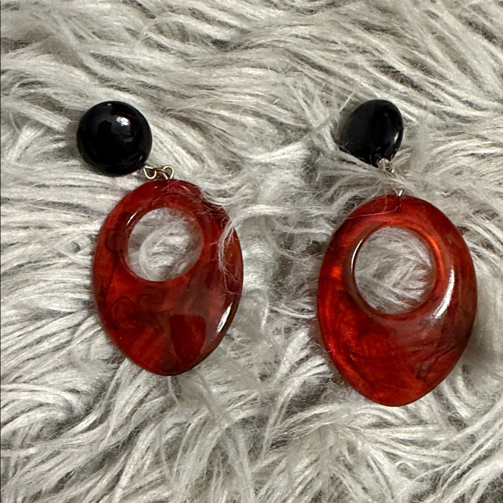 Elegant Red and Black Earrings